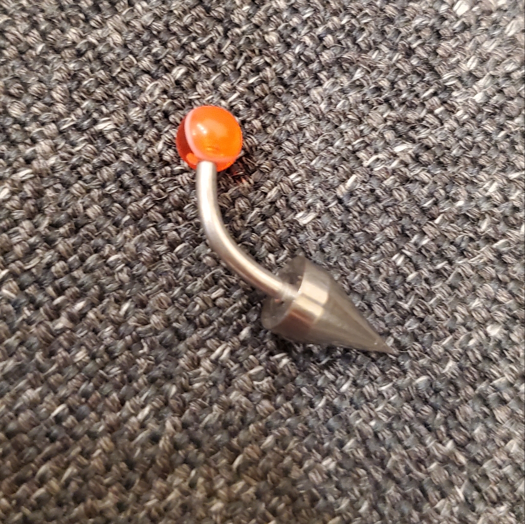 Surgical Steel Curved Spike And Uv Active Belly Button Ring